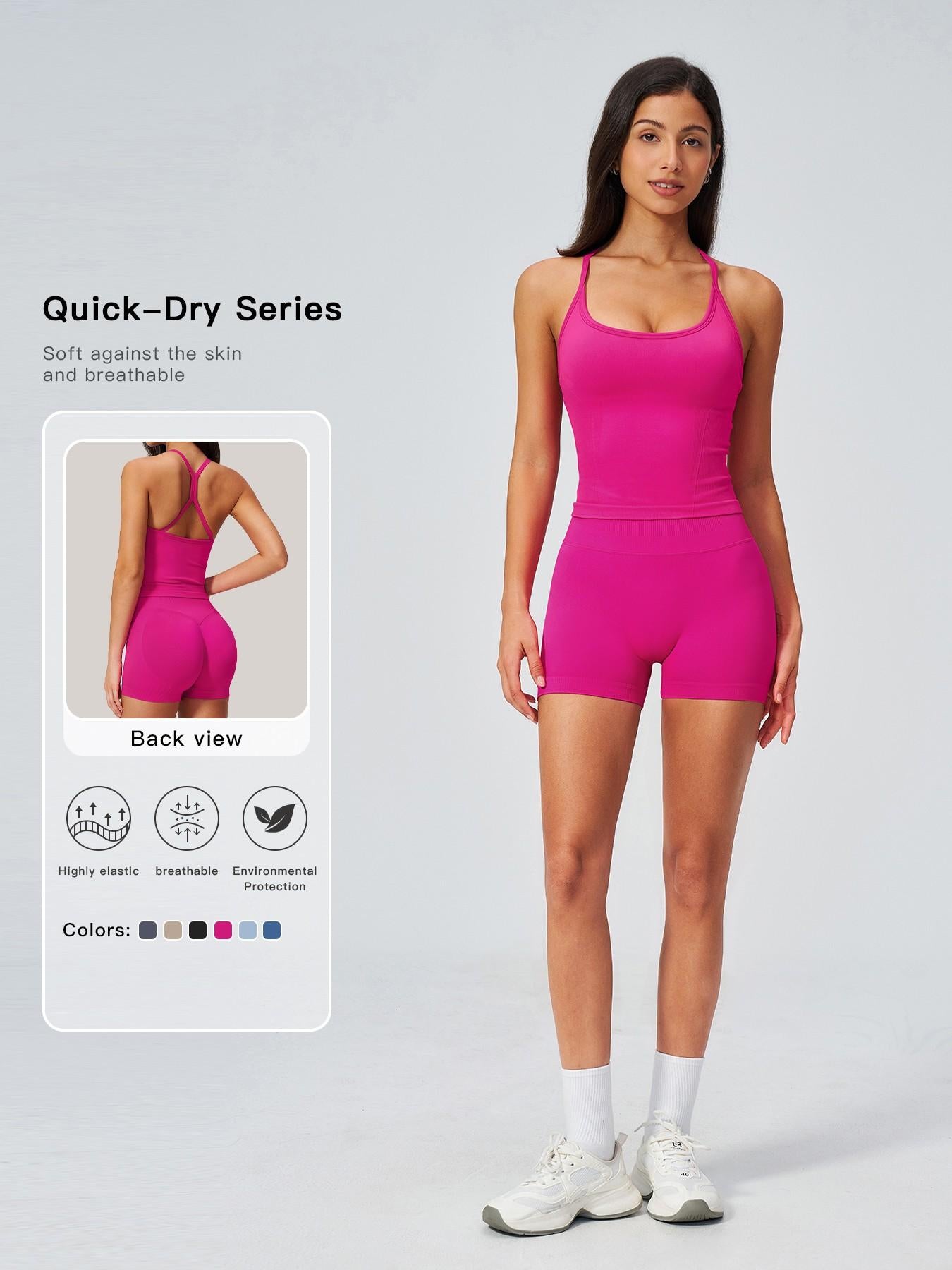Summer New Yoga Set for Women, Slim Fit Backless Waist Trainer High-Waisted Quick-Dry Breathable Gym… - image 11