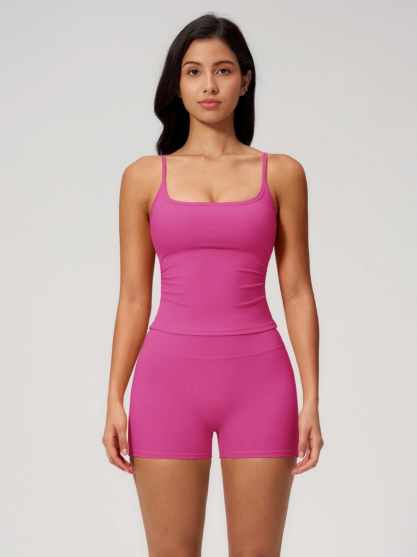 Women's Yoga Tank Top Set, Fitted Shorts for Outdoor Activities - image 14