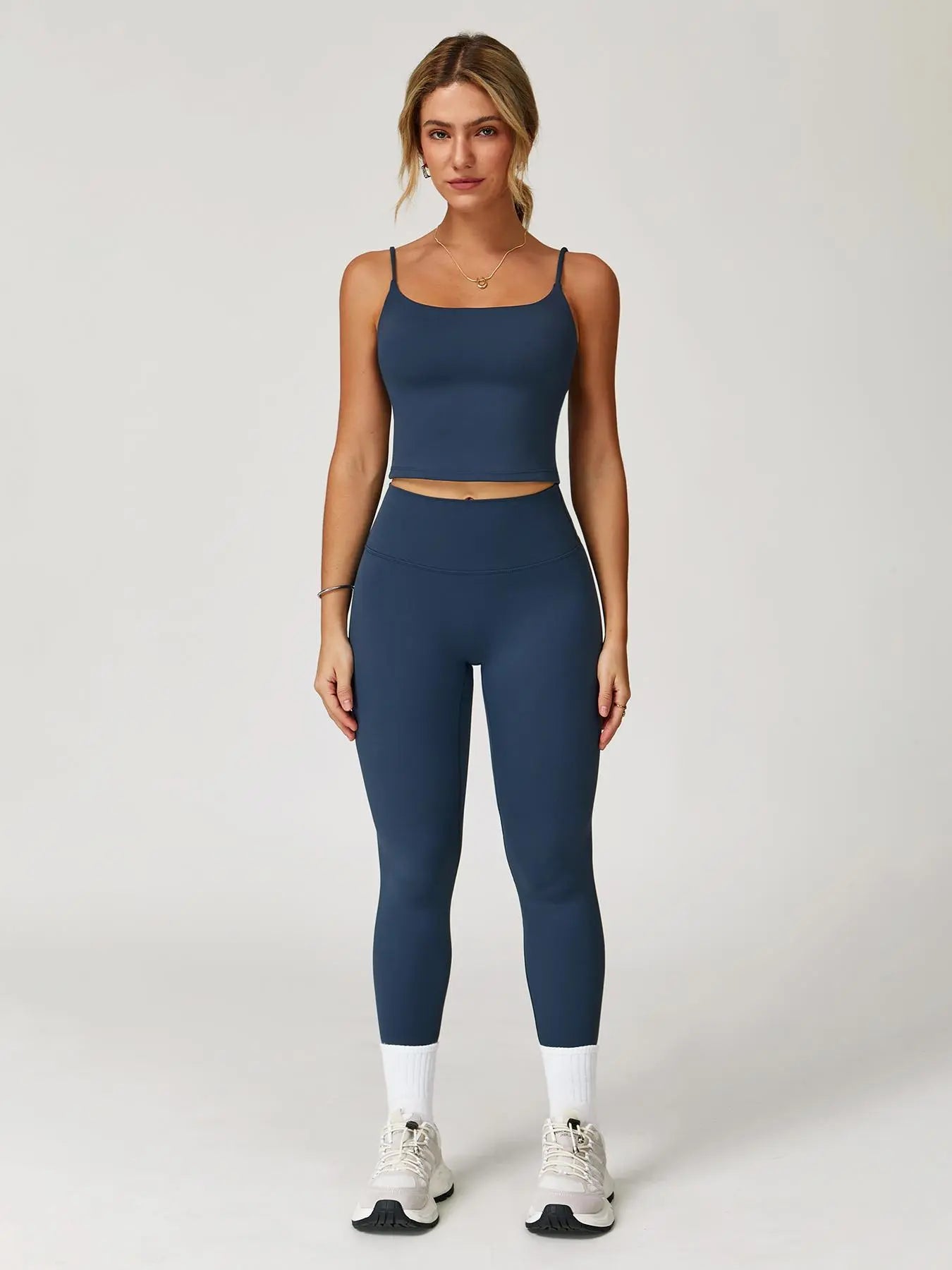 Women's Solid Crop Cami Top & High Waist Leggings Tracksuit Set, Breathable Comfortable Sports Set… - image 9