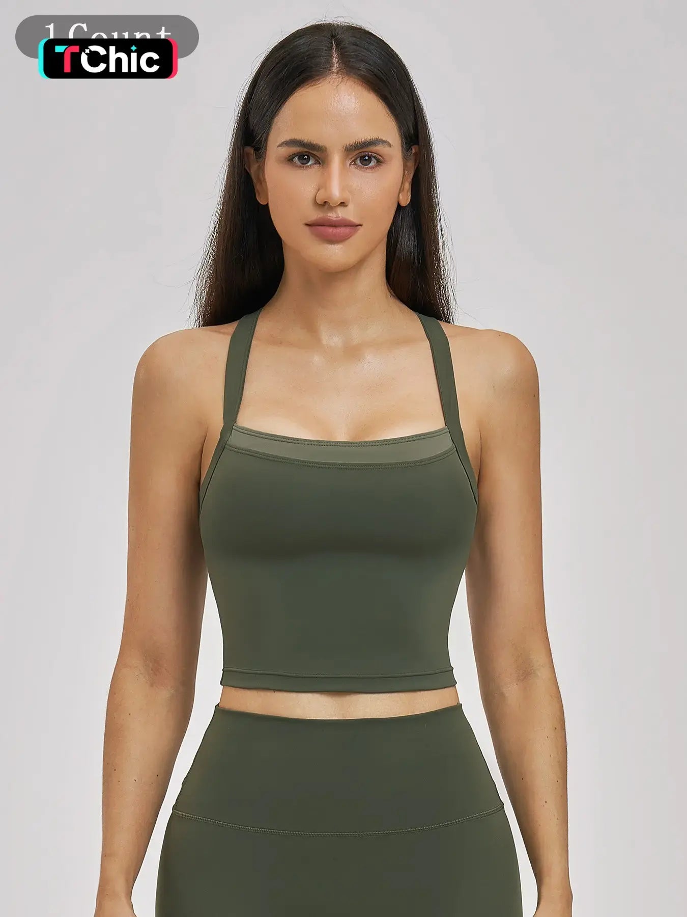 Cross Color Yoga Tank Top, Fake Two-Piece Design