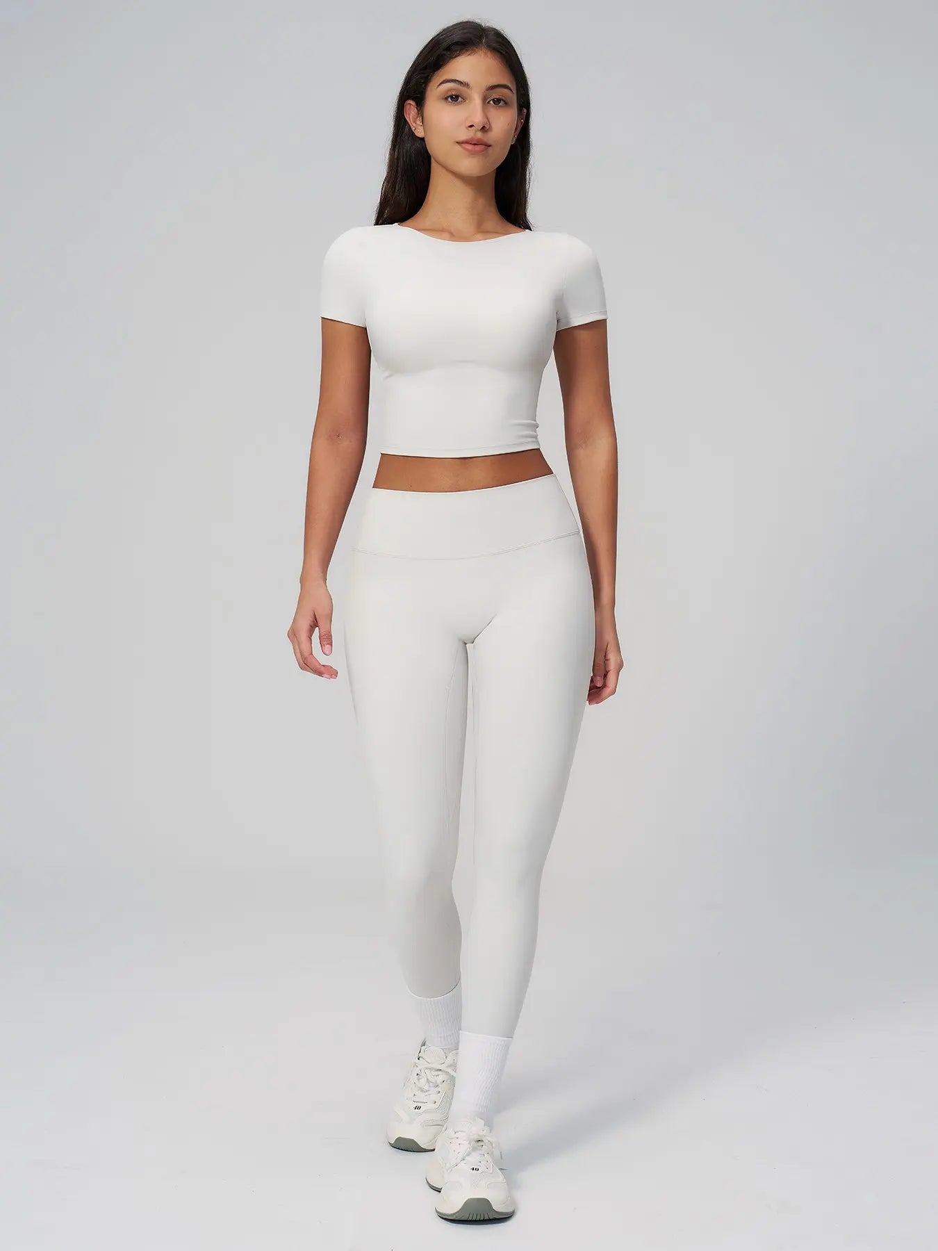 Creamy Soft Quick-Dry T-Shirt Set, High-Waisted Fitness - image 8