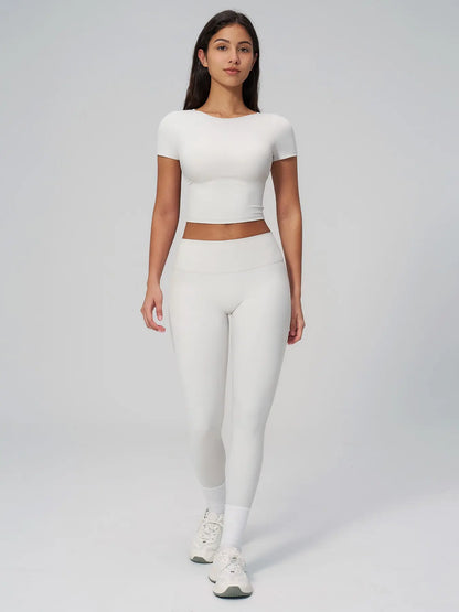 Creamy Soft Quick-Dry T-Shirt Set, High-Waisted Fitness - image 8