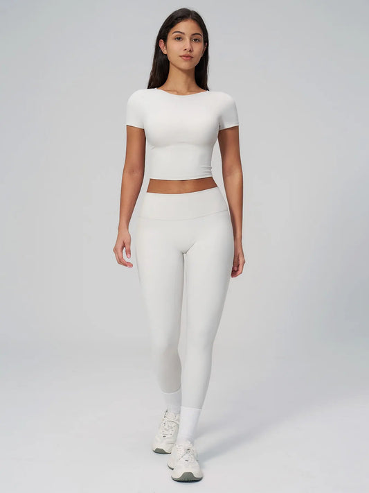 Creamy Soft Quick-Dry T-Shirt Set, High-Waisted Fitness - image 8