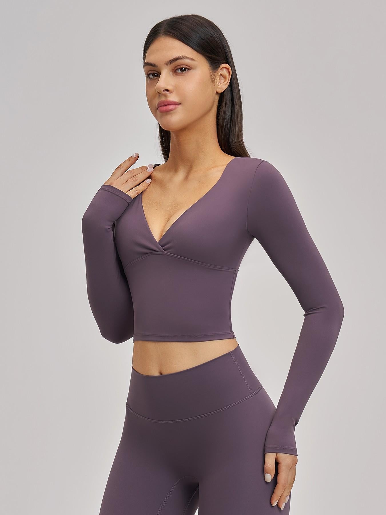 Women's Long Sleeve Yoga Top, European & American Style Spring Summer Pilates Workout Shirt - image 14