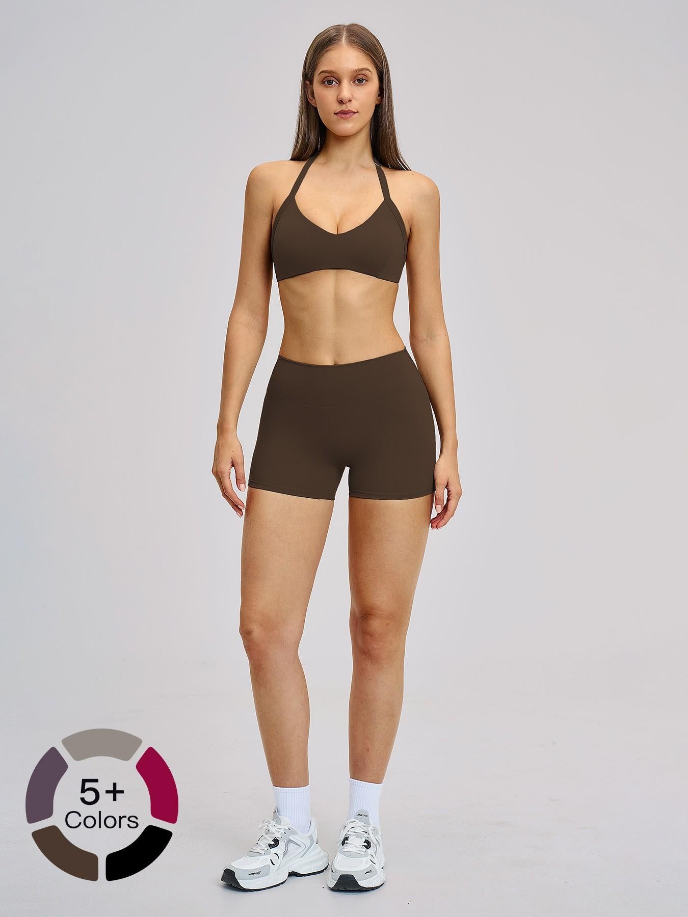 Cross-Border Brushed Yoga Set, Hollow Back Halter Top - image 18