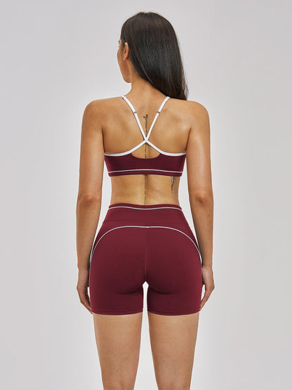 European and American Cross-Border Naked Yoga Set, Colorblock Backless Quick-Dry Fitness Set - image 12
