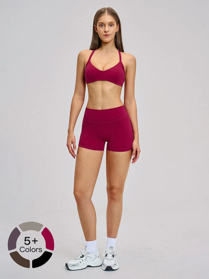 Cross-Border Brushed Yoga Set, Hollow Back Halter Top