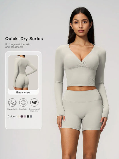 Terry Knit Workout Set, Push-Up Shockproof Dual-Layer Waistband - image 4