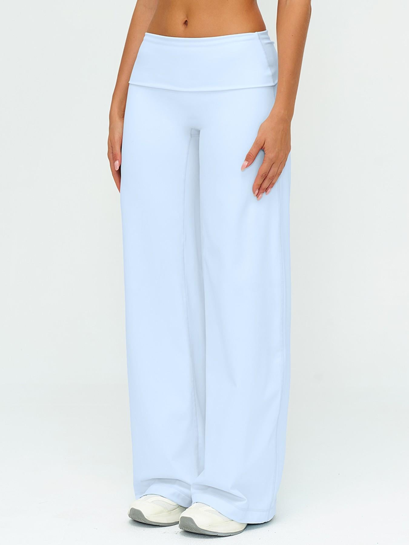 Fleece Long Pants, Folded Waist Loose Wide Leg Slimming Pants - image 16