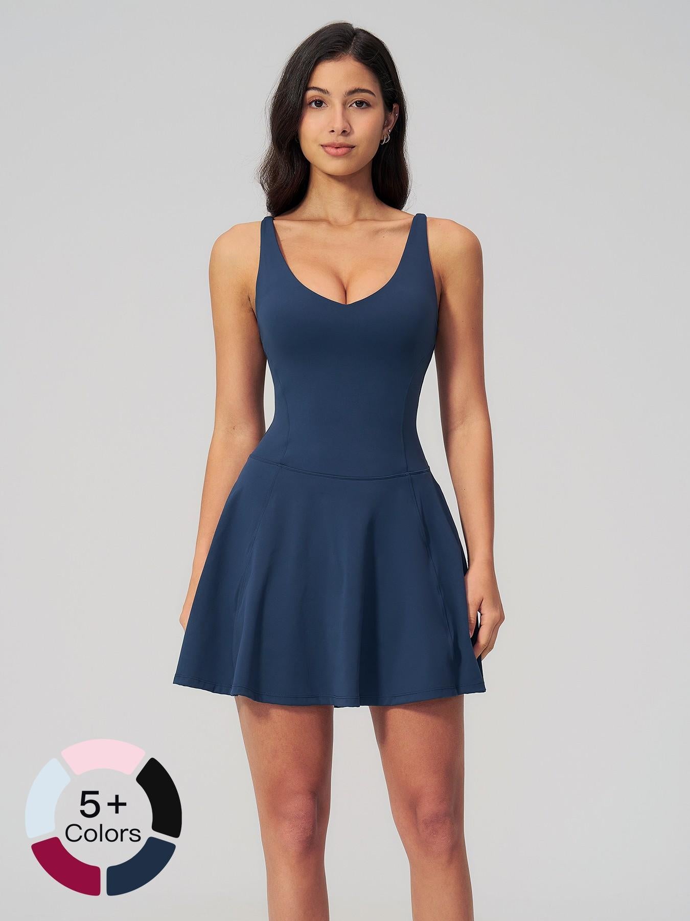 Yoga Sports Tennis Athletic Dress with Side Pockets, Anti-Exposure Quick-Dry Breathable Running… - image 20