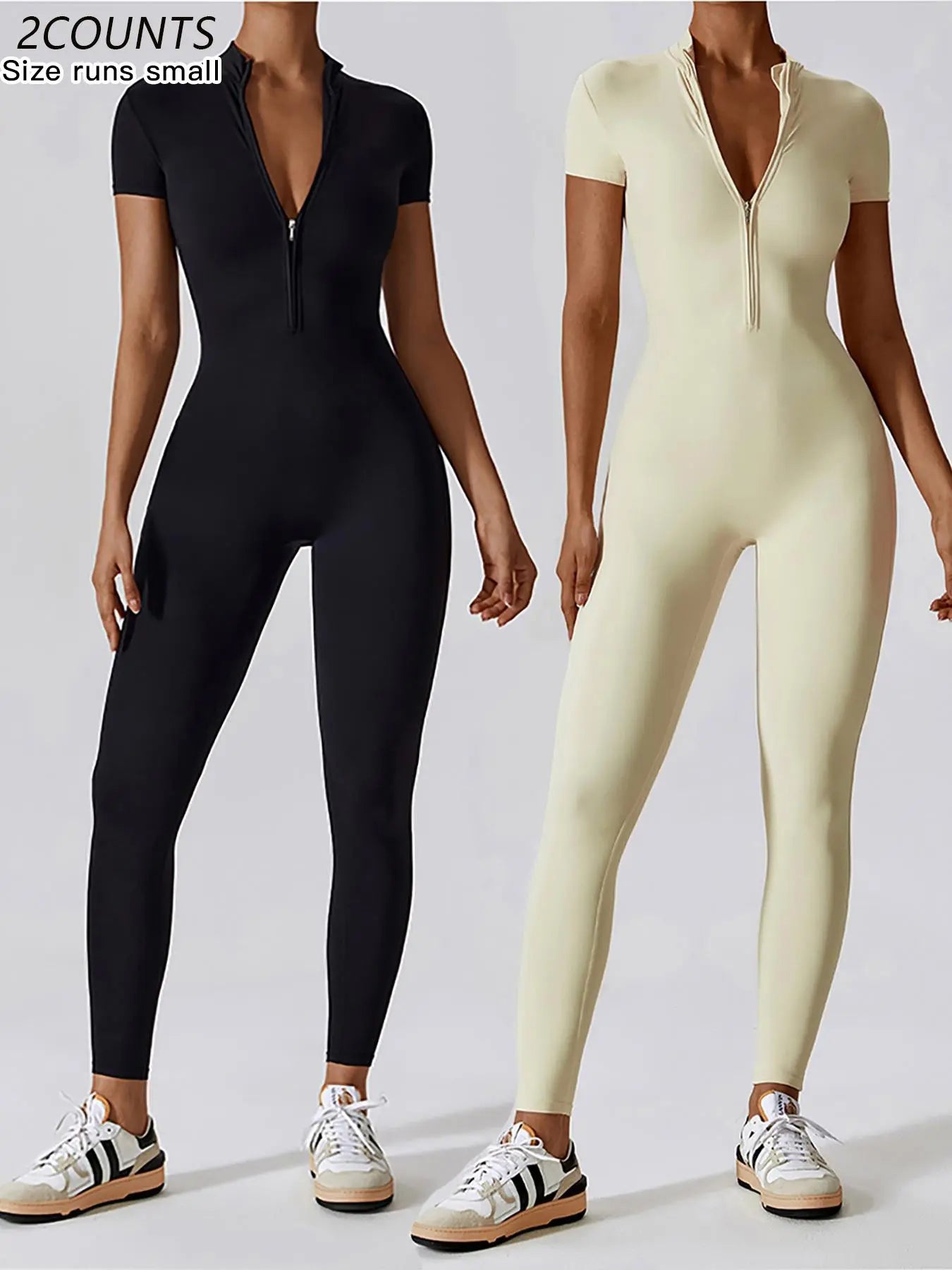 Women's Quick Dry Zipper Jumpsuit for Yoga and Gym Workout