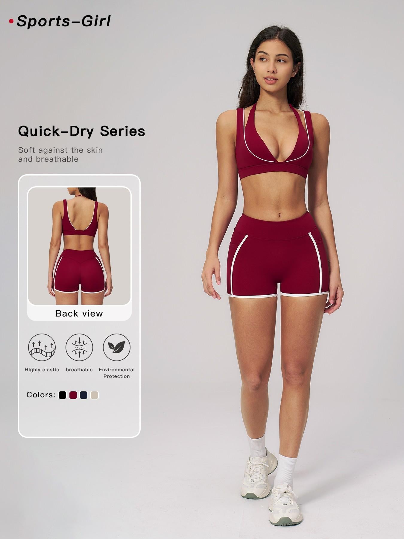 Women's Bare-Look Colorblock Yoga Set, Slimming Fitness Workout Clothes - image 11