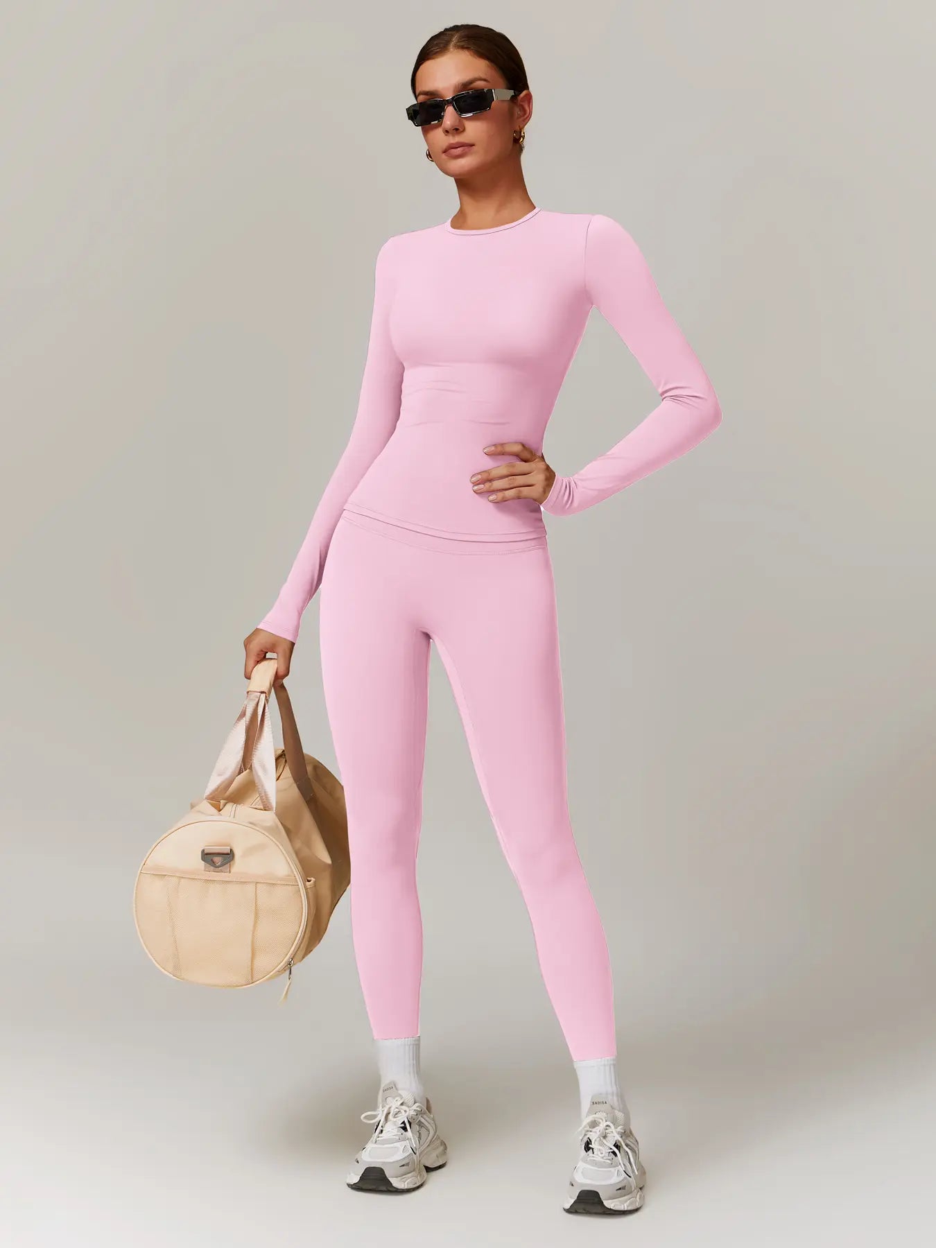 Women’s Quick Dry Long Sleeve & High Waist Leggings Sets for Fitness
