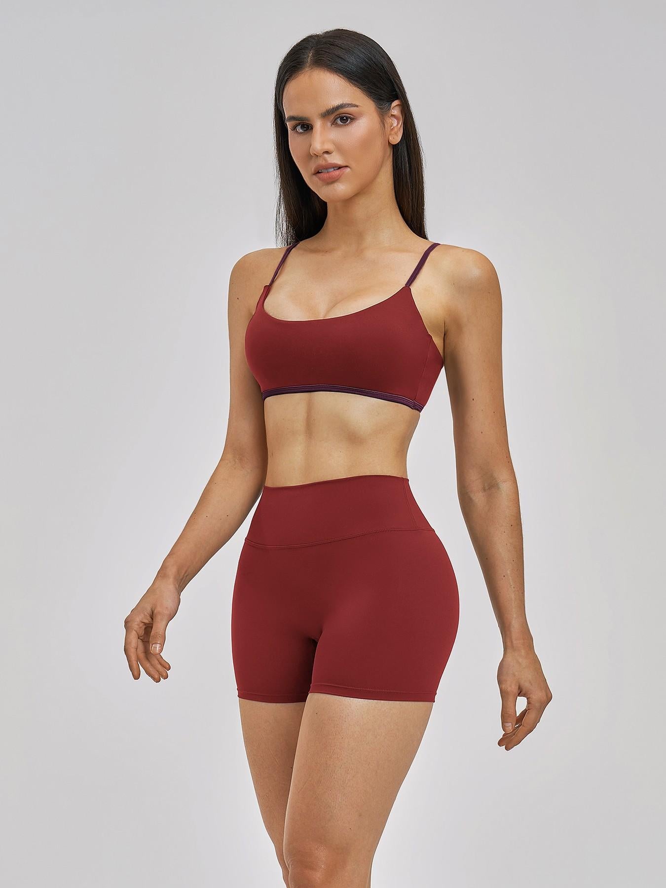 Women's Fashionable Bare-Look Sports Set, Sexy Back Thin Straps - image 13