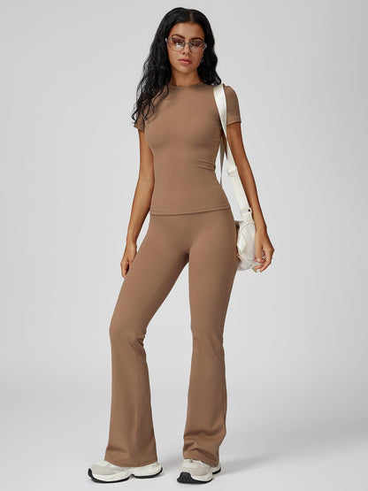 Women's Sporty Two-Piece Set, Quick-Dry Slim Fit T-Shirt & High Waist Yoga Pants - image 23