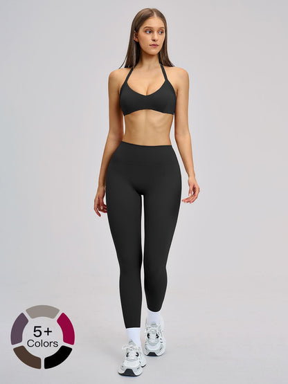 Cross-Border Fleece Yoga Set, Hollow Back Halter Top - image 11
