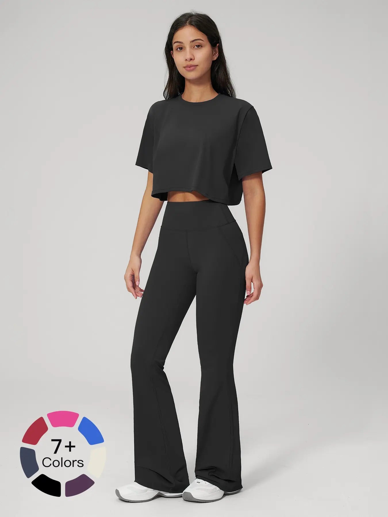 Women's Quick-Dry Yoga Set, Short Sleeve Tight-Fit Top & Long Pants - image 6
