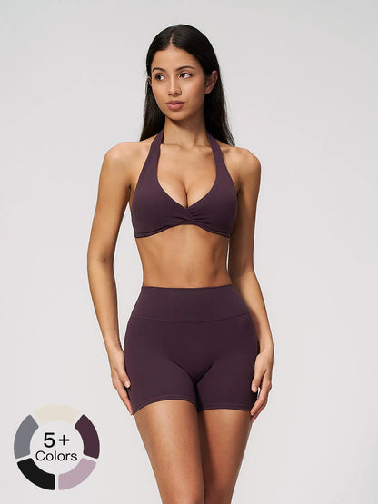 Summer New Athletic Yoga Set Deep V Lift Butt Slimming Running Sports Three-Quarter Pants, Women's Yoga