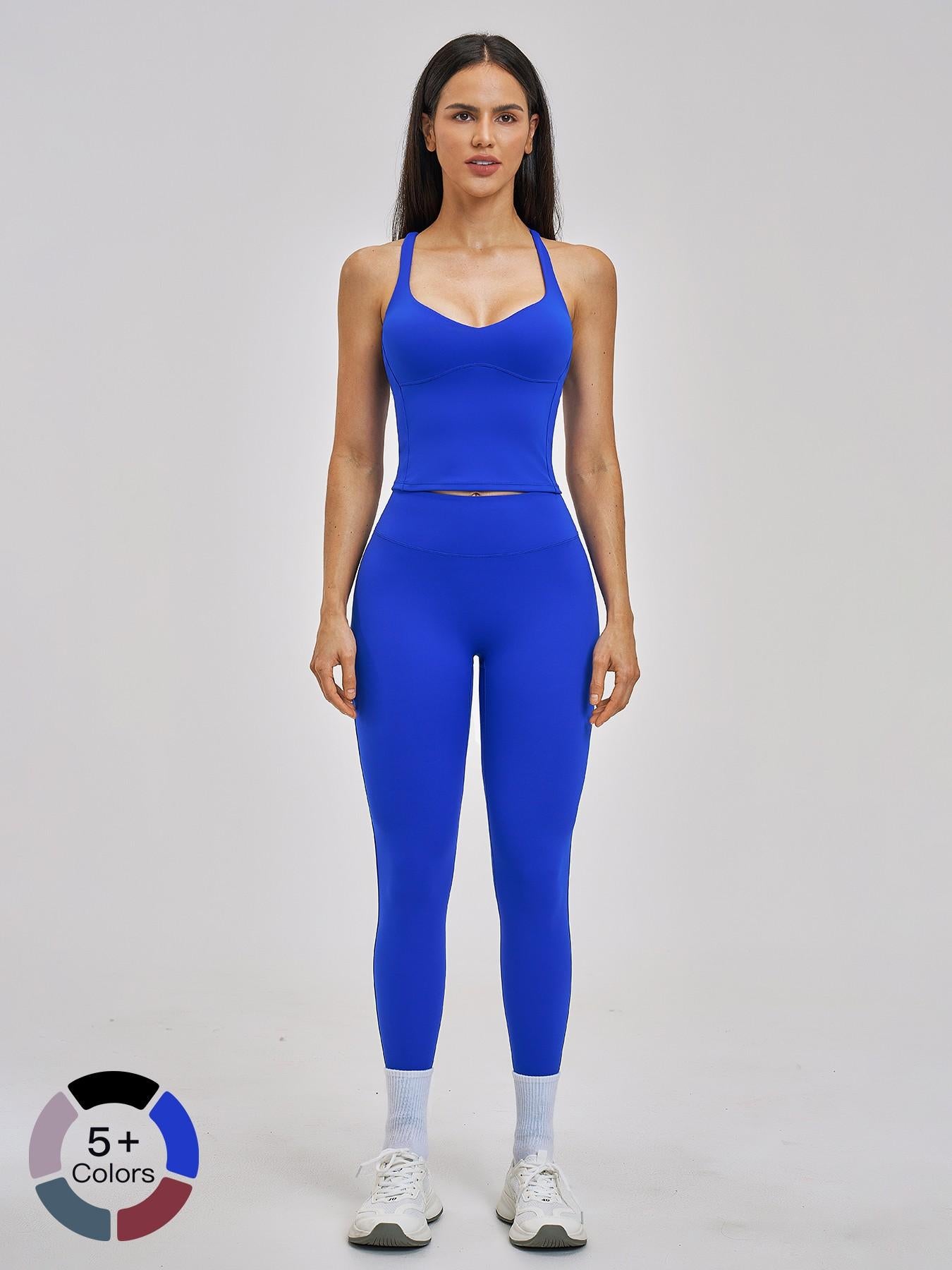 Spring Summer Fleece Sports Set, Cross Back High-End Fitness - image 11