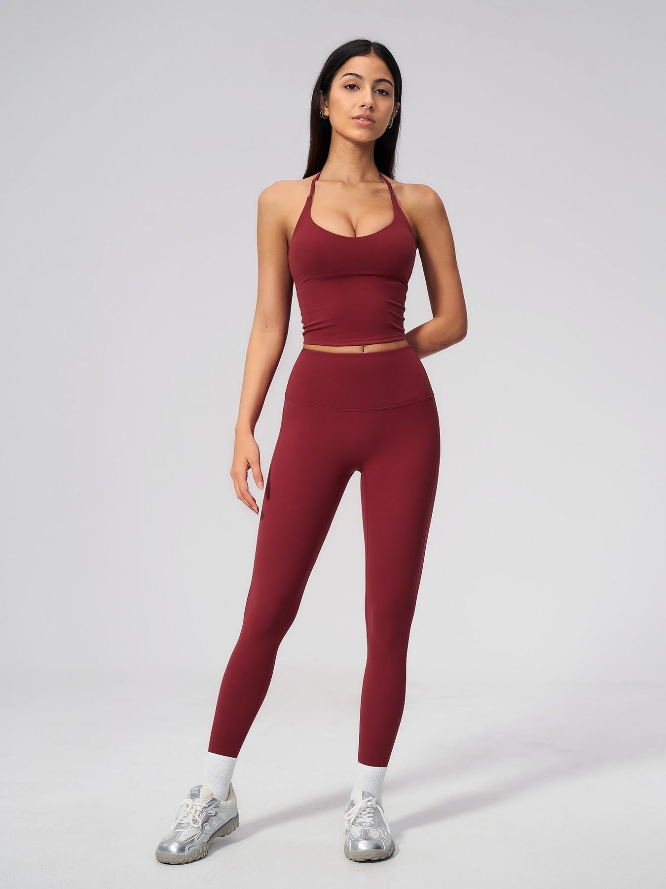 V-Neck Halter Sports Set, High Waist Butt Lifting - image 16