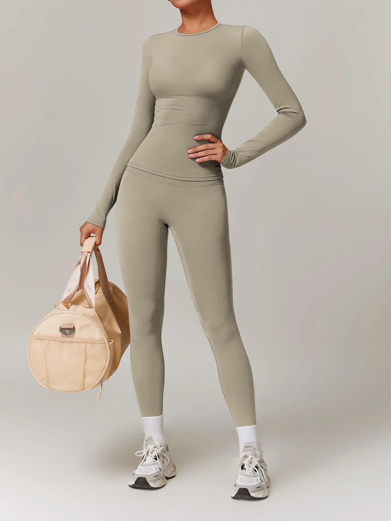 Women’s Quick Dry Long Sleeve & High Waist Leggings Sets for Fitness